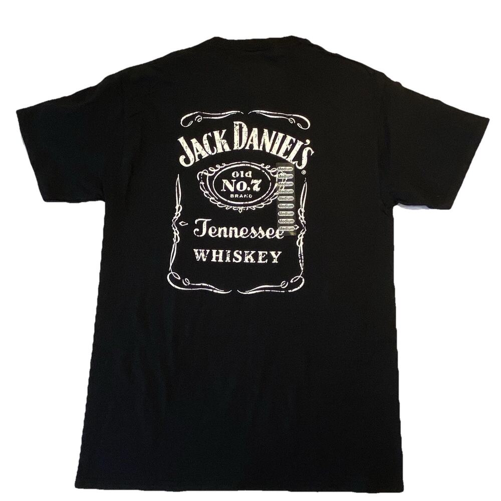 Jack Daniels Old Number 7 Brand Tennessee Whiskey Black T-shirt 2 Sided Medium